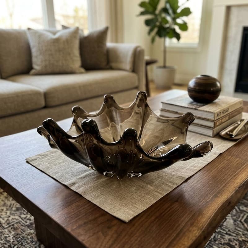 Aria Home Elegant Sculptural Glass Bowl Centerpiece Decorative Accent