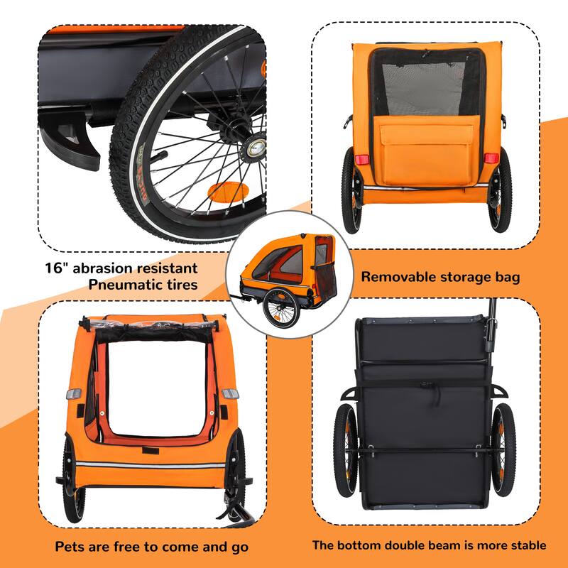 Pet Bike Trailer Dog Cart for Bicycle,Suitable for Small and Medium Pets, Easy Folding Cart Frame, Non-Slip Floor