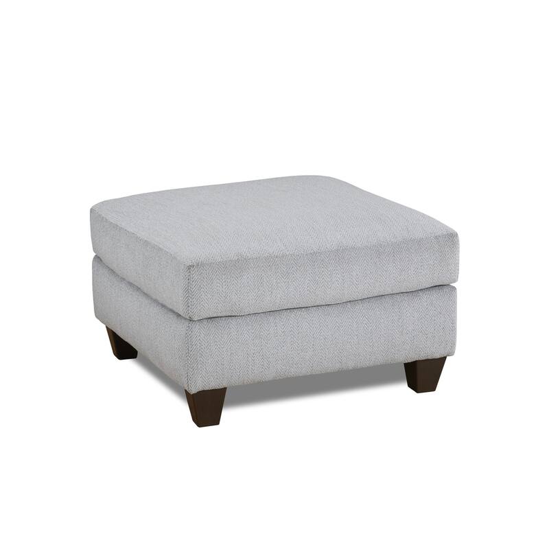 Roundhill Furniture Duleek Upholstered Cocktail Ottoman, Herringbone Silver