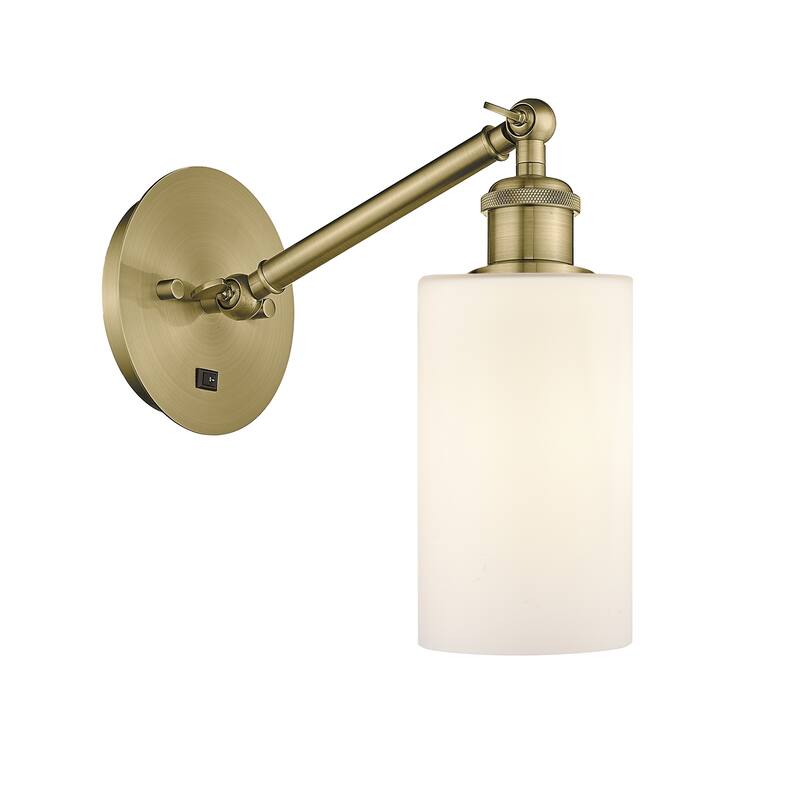 Innovations Lighting Ballston Clymer - 1 Light 5" Sconce - Arm Adjusts Up and Down - Antique Brass/Matte White
