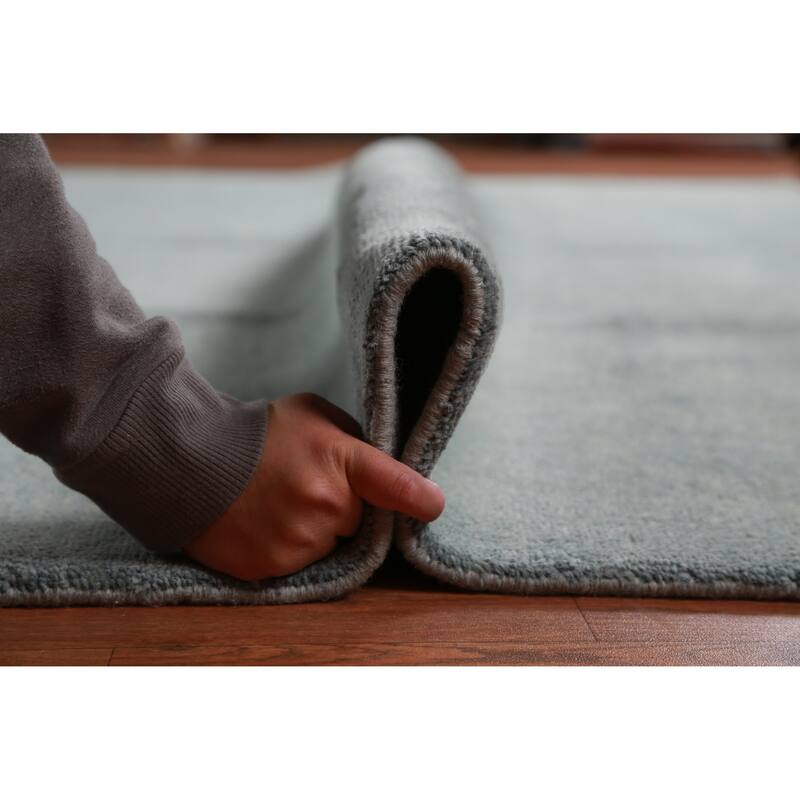 Hand Knotted Oriental 100% Wool Carpet Modern Solid Navy Blue & Blues Gabbeh Area Rug - 13' 0'' X 9' 10''