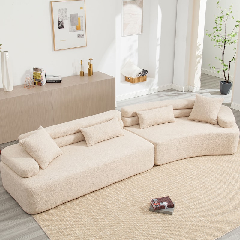Frameless Sofa with Sponge Construction, ARC Armrests, No Assembly Required