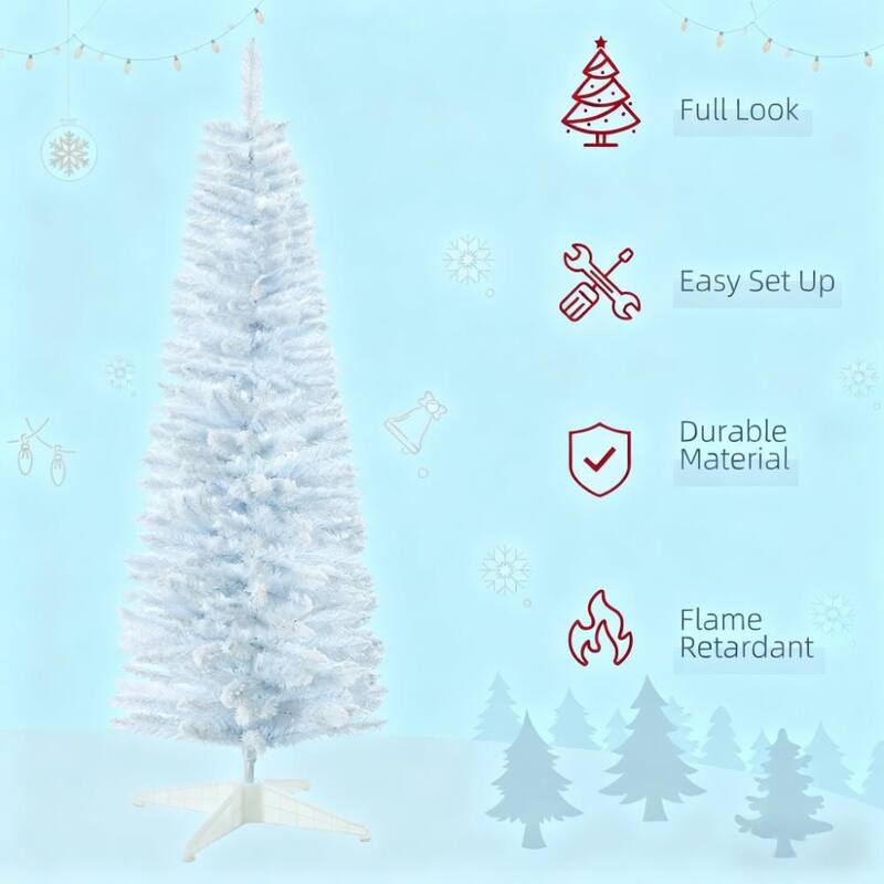 White Artificial Christmas Tree - Sectioned Design, Detachable Base, Easy Assembly