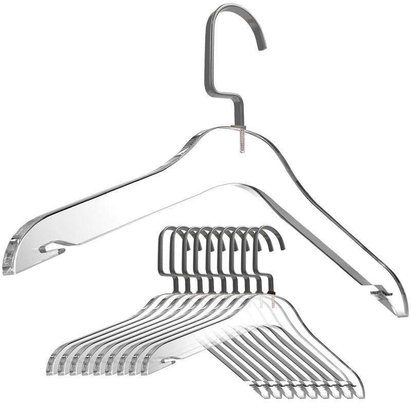 DesignStyles Clear Acrylic Clothes Hangers - 10 Pk - Matte Black