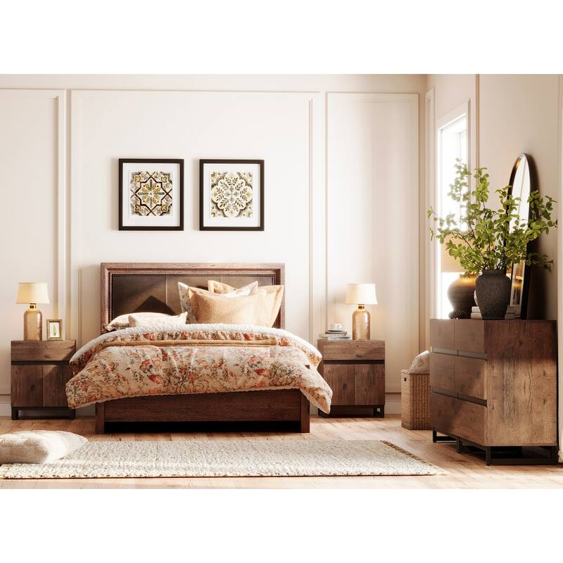 3-Piece Dresser And Nightstand Set, 63 Inches Dresser With 6 Drawers, 2 Nightstand With 2 Drawer, Bedroom Furniture Set