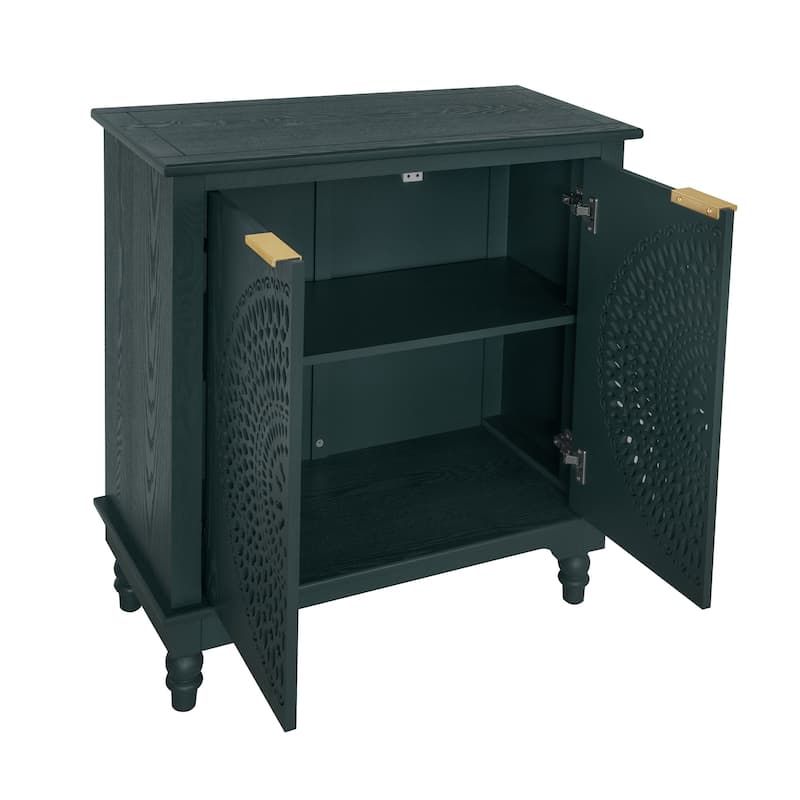 Sideboard Buffet Cabinet, Storage Cabinet with Carved Hollow Pattern, Accent Cabinet with Adjustable Shelf