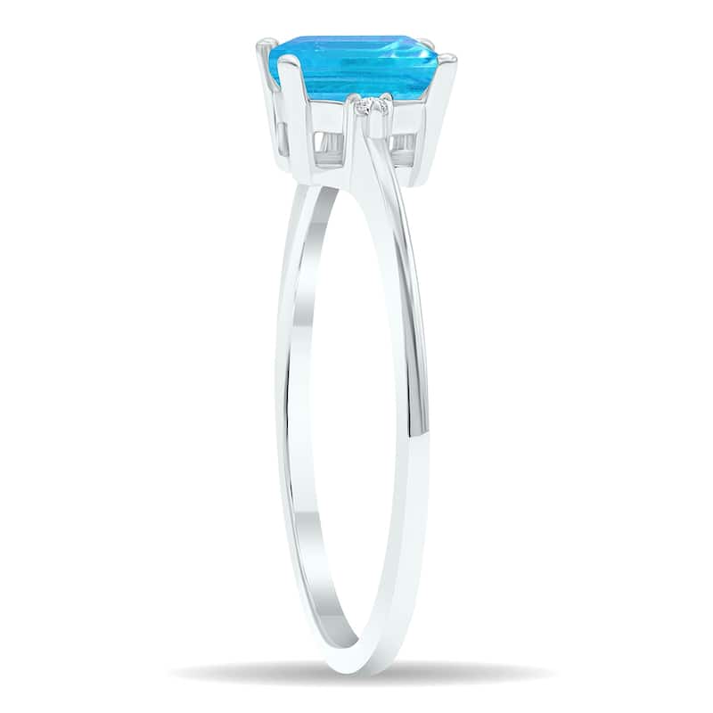 Women's Blue Topaz and Diamond Classic Band in 10K White Gold