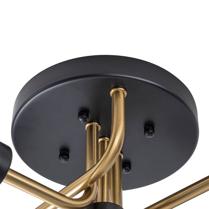 5-Light Tiered Glass Globe Sputnik Semi Flush Ceiling Light 21.3in