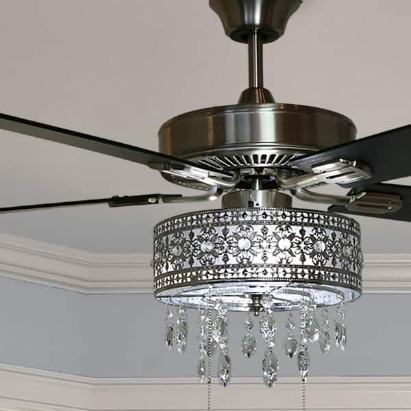 Copper Grove Roxsie 52-inch Satin Nickel LED Chandelier Ceiling Fan - 52