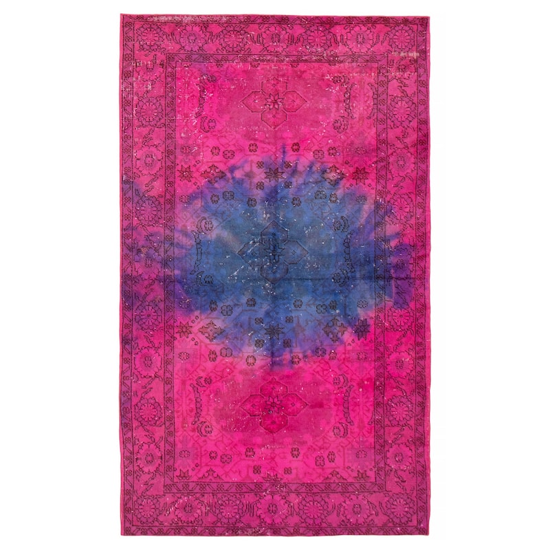 ECARPETGALLERY Hand-knotted Color Transition Pink Wool Rug - 4'4 x 7'5 - Dark Pink - 4'4 x 7'5