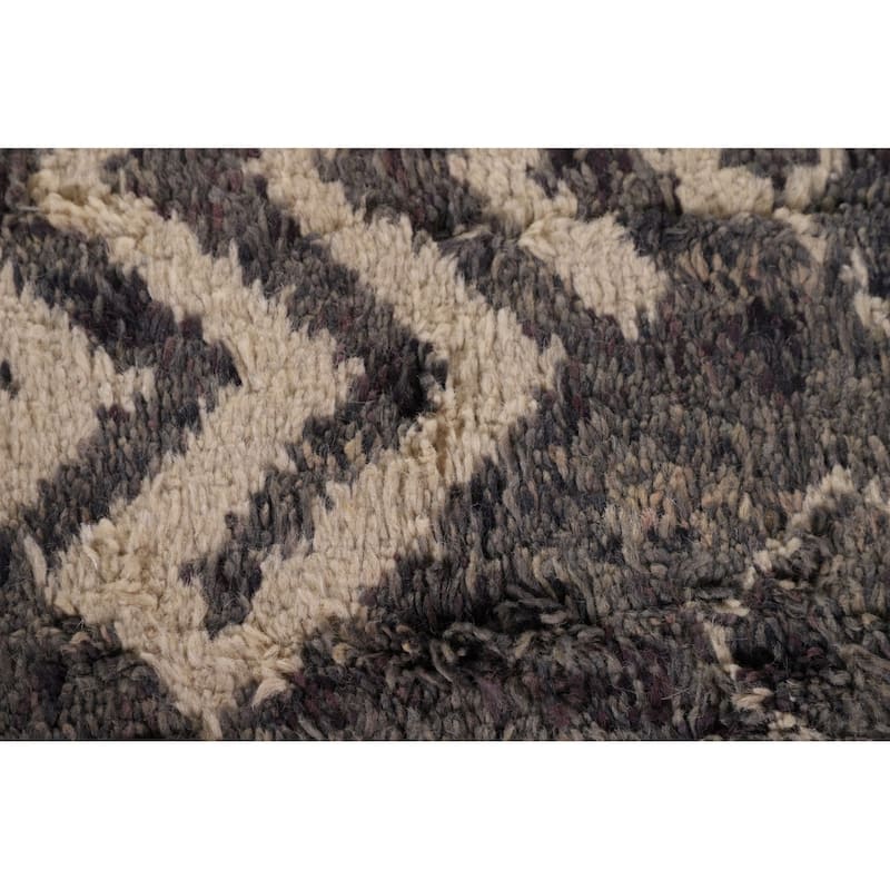 Tribal Gray Moroccan Oriental Area Rug Handmade Wool Carpet - 9'0" x 12'9"