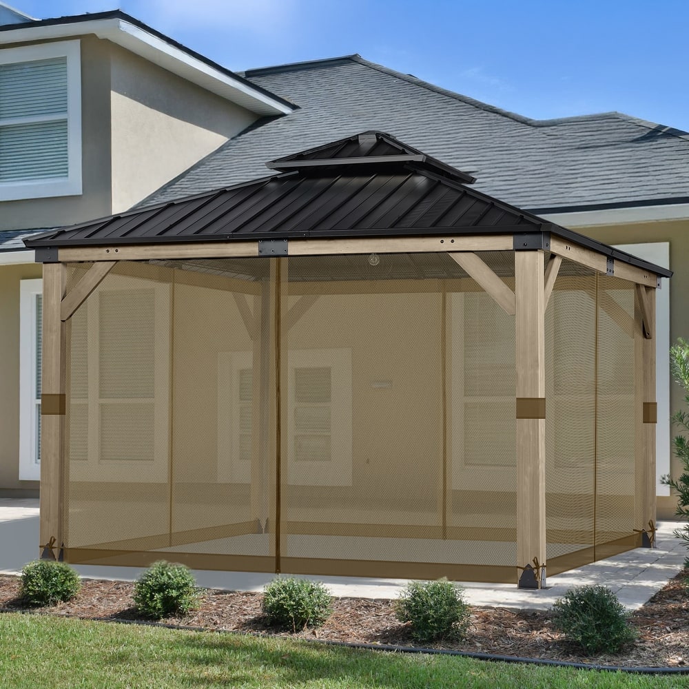 Aoodor 12'x12' Replacement Gazebo Mosquito Netting 4-Panel Sidewalls