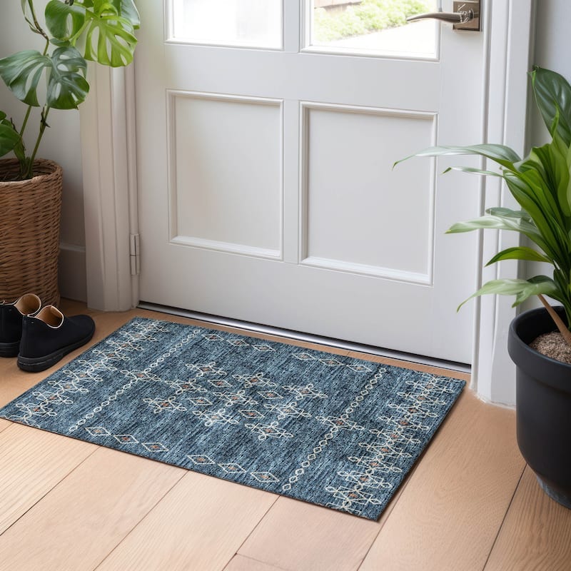 Premium Washable Super Soft Boho Medallion Mayfield Rug - Blue - 1' 8" x 2' 6" - Rectangle
