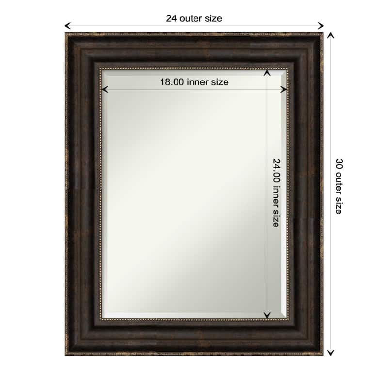 Beveled Bathroom Wall Mirror - Stately Bronze Frame - Stately Bronze - 24 x 30 in