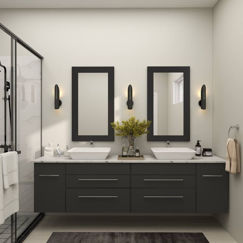 Black Wooden Room Wall Mirror