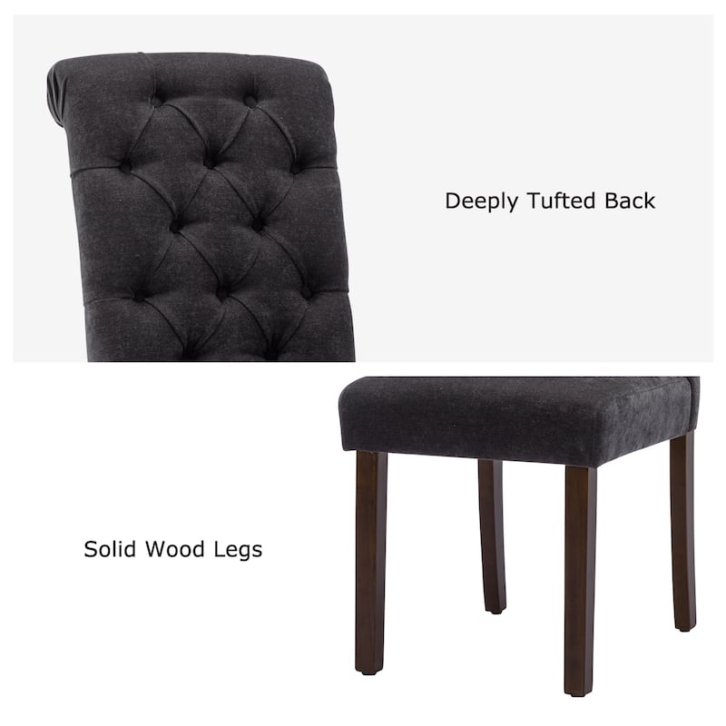 Tufted Parsons Dining Side Chairs ,Upholstered Fabric Dining Chairs Kitchen Chairs with Padded Seat(Set Of 2) - set of 2