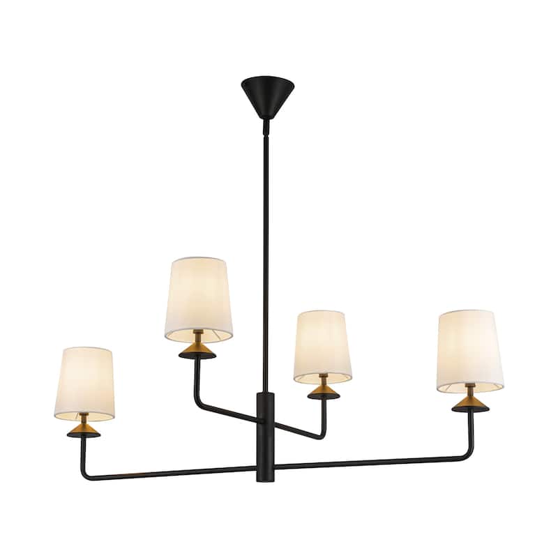 Alora Lighting CH497445 Bridgette 4 Light 44" Wide Chandelier with - Matte Black / White Linen
