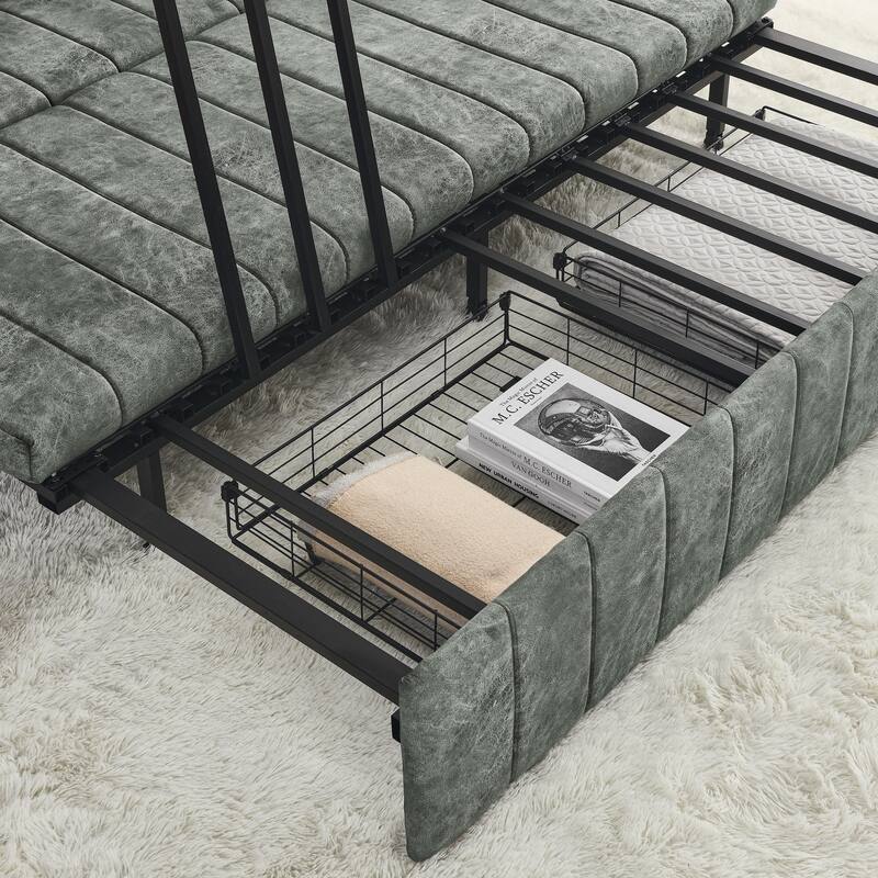 Modern Upholstered 3 in 1 Convertible PullOut Sleeper Sofa Bed Couches