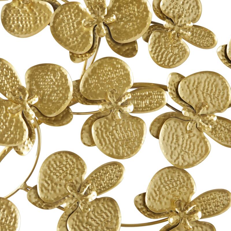 Metal Floral Orchid Home Wall Decor with Stem - Black or Gold - CosmoLiving by Cosmopolitan