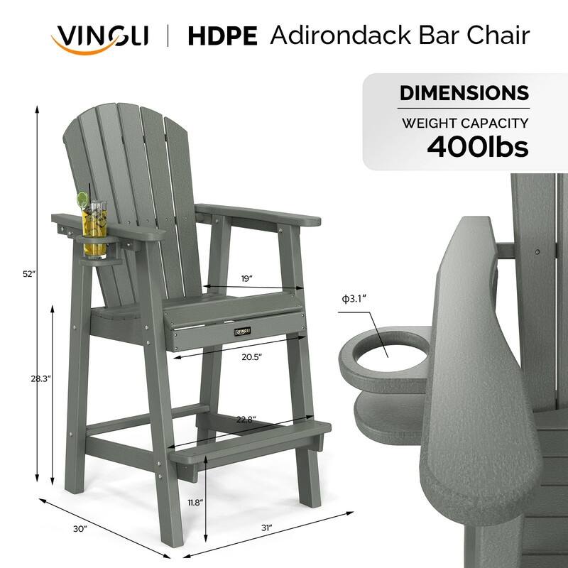 HDPE Adirondack Bar Stools with Cup Holder