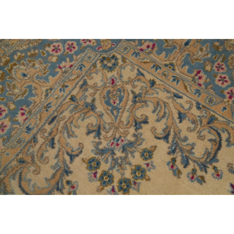 Hand Knotted Oriental 100% Wool Carpet Traditional Floral Beige & Ivories Kerman Area Rug - 8' 4'' X 5' 9''