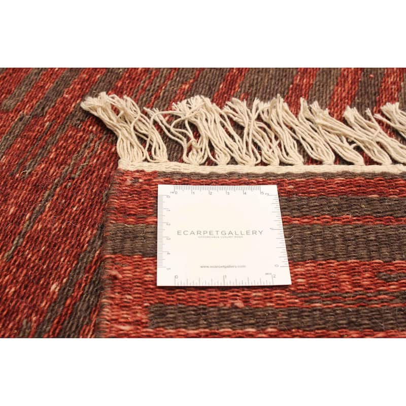 ECARPETGALLERY Flat-Weave Ankara FW Dark Red Wool Kilim - 5'3 x 7'7