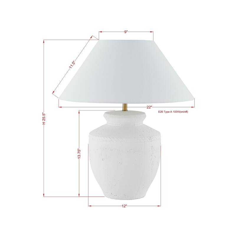 Pasadena 25" Table Lamp with Linen Shade, White