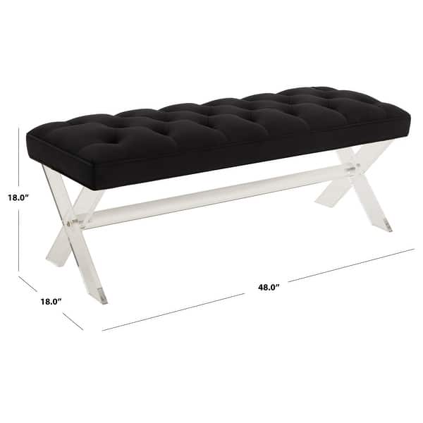 dimension image slide 0 of 2, SAFAVIEH Couture Tourmaline Tufted Acrylic Bench - 48 IN W x 18 IN D x 18 IN H