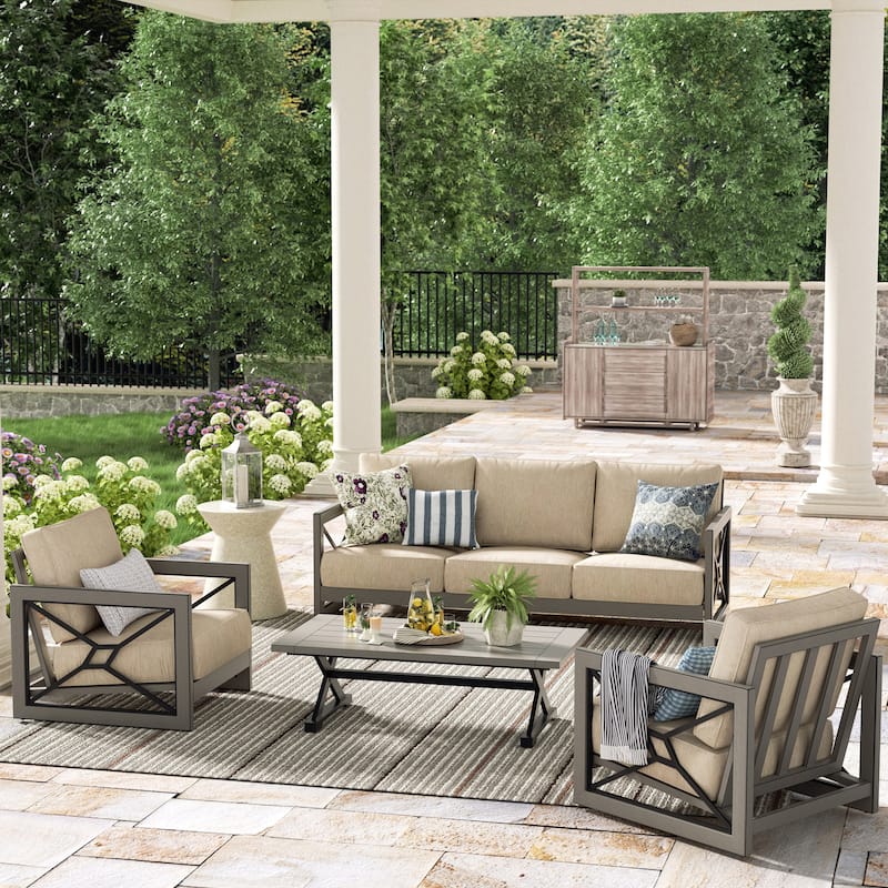 Outdoor Conversation Sofa Chair Furniture with Sunbrella Fabric Cushion
