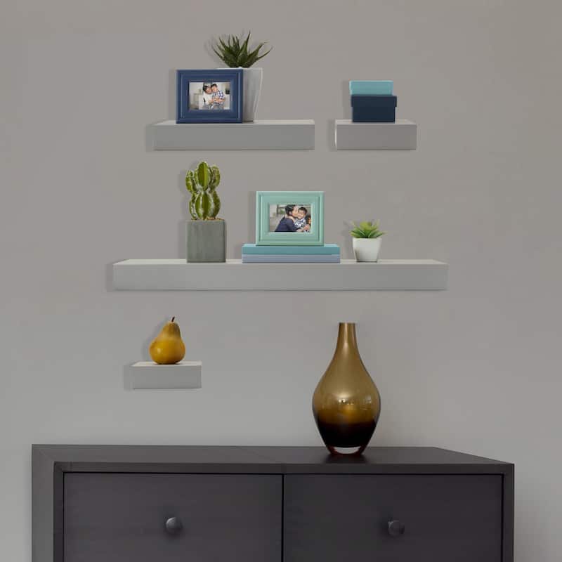Melannco Set of 4 Gray Chunky Shelves, 1-24, 1-12, 2-6 Inch