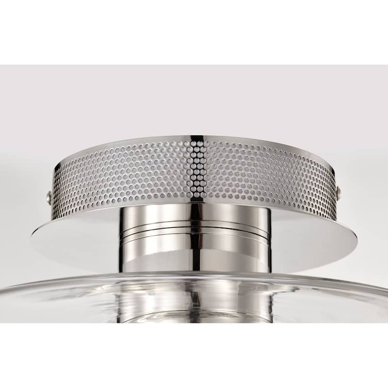 Edmond - 17 Inch LED Semi Flush - Polished Nickel with Clear Glass - Polished Nickel