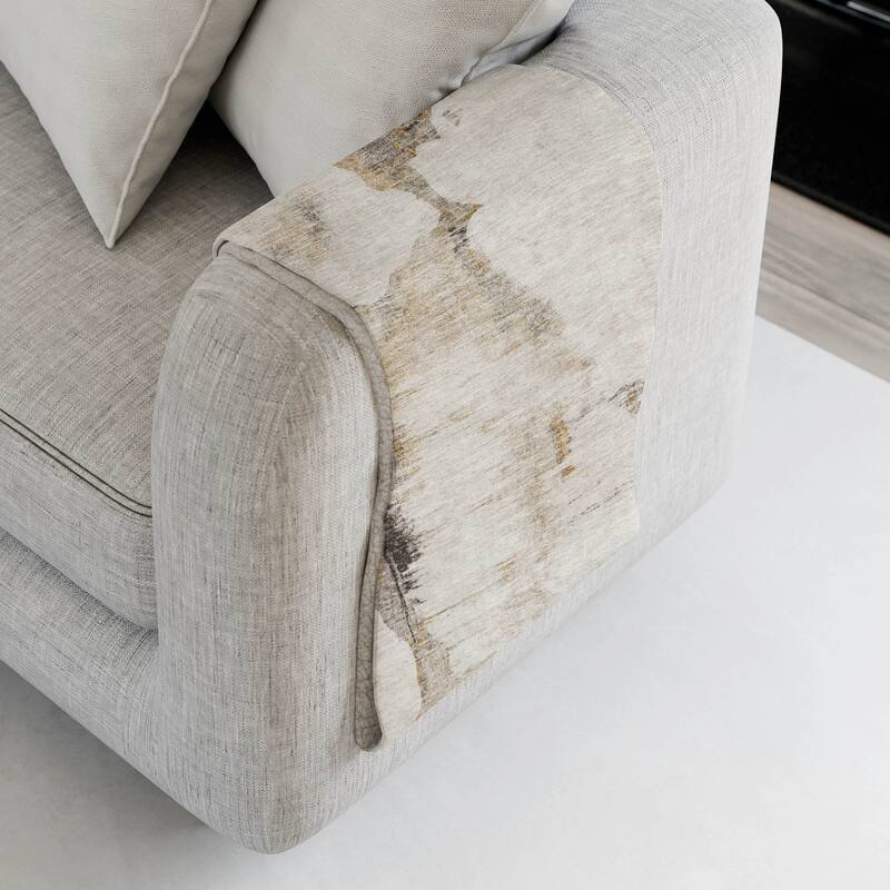 Premium Machine Washable Abstract Modern Sherpa Throw Blanket - Beige - 4'2" x 5'10"