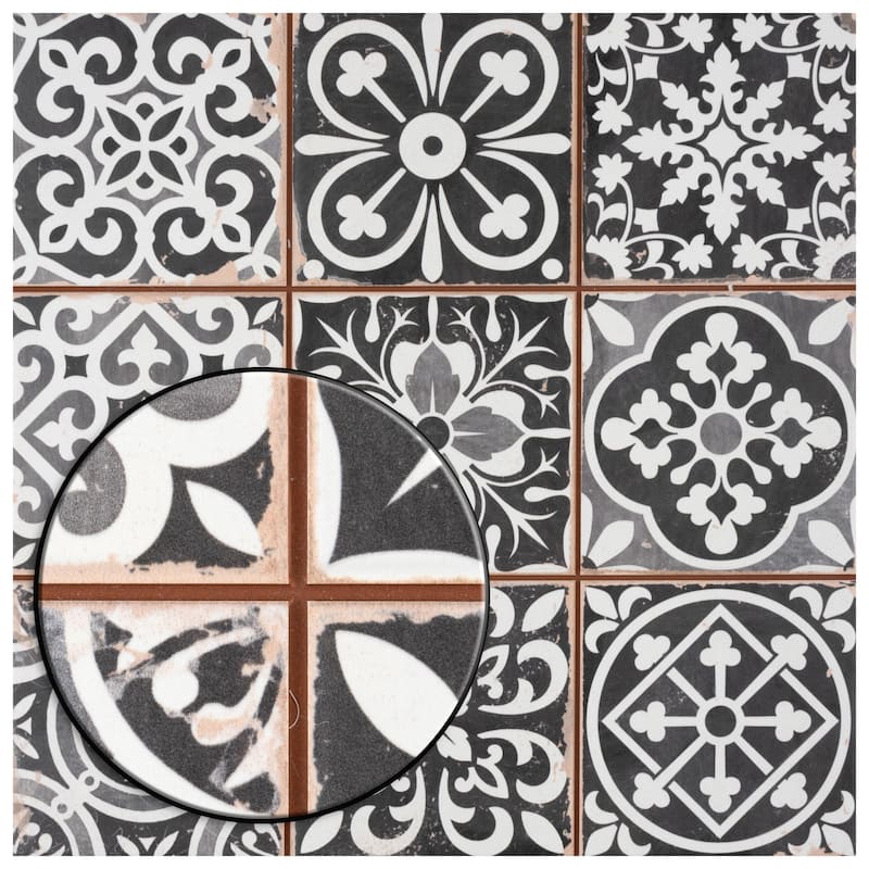 Merola Tile Faenza Nero 13" x 13" Ceramic Floor and Wall Tile