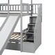 preview thumbnail 13 of 22, Twin Over Twin House Bunk Bed with Slide & Trundle, Solid Wood Bunk Bed Frame w/Storage Staircase, Roof & Window for Kids, Teens