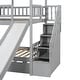 preview thumbnail 10 of 8, Twin over Twin House Bunk Bed with Trundle and Slide, Storage Staircase, Roof and Window Design, Gray