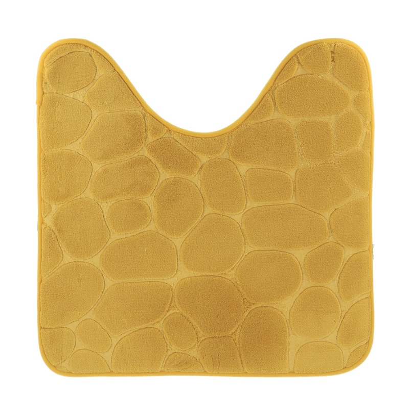 Memory Foam Contour Bath Mat Pebble Design 18x20 - Mustard Yellow