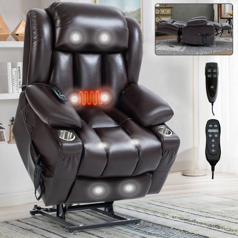 Power Lift Vibration Massage Recliner - Brown