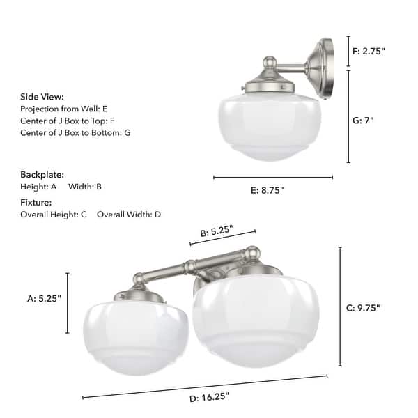 dimension image slide 4 of 6, Hunter Saddle Creek Vanity Wall Light - Transitional, Vintage Schoolhouse - Damp Rated!