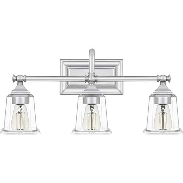 slide 2 of 6, Nicholas 3-Light Bathroom Vanity Light in Polished Chrome Polished Chrome
