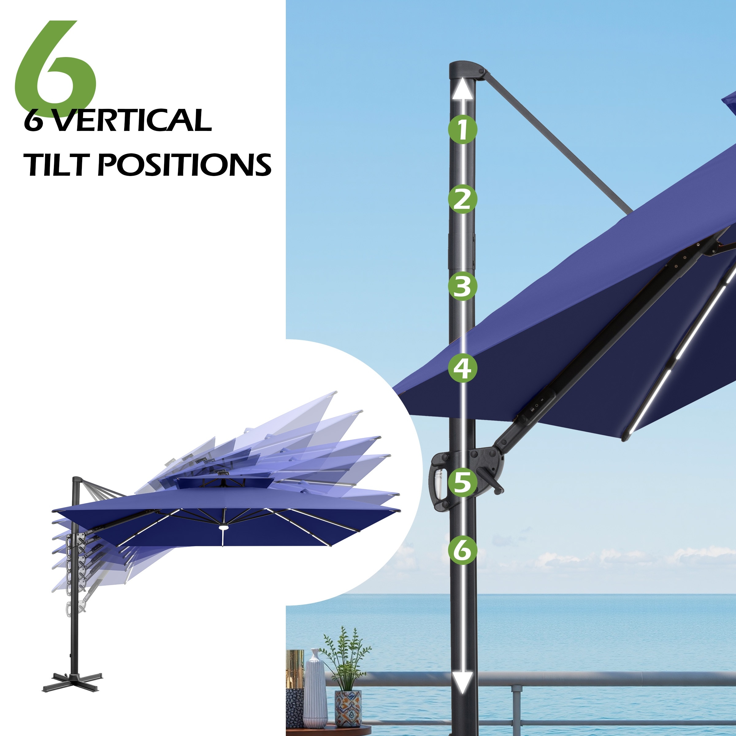 1/2 patio umbrella with tilt CASTLECREEK Two-Tone 9' Outdoor Push-Button Sun Shade for Deck, Yard, Backyard, Pool, Khaki/Black : Patio Umbrellas : Patio, Lawn & Garden mildew resistant Sunbrella acrylic shade repels water and stands up to extreme sun and rain without fading Mondawe 9 Feet Cantilever Tilt
