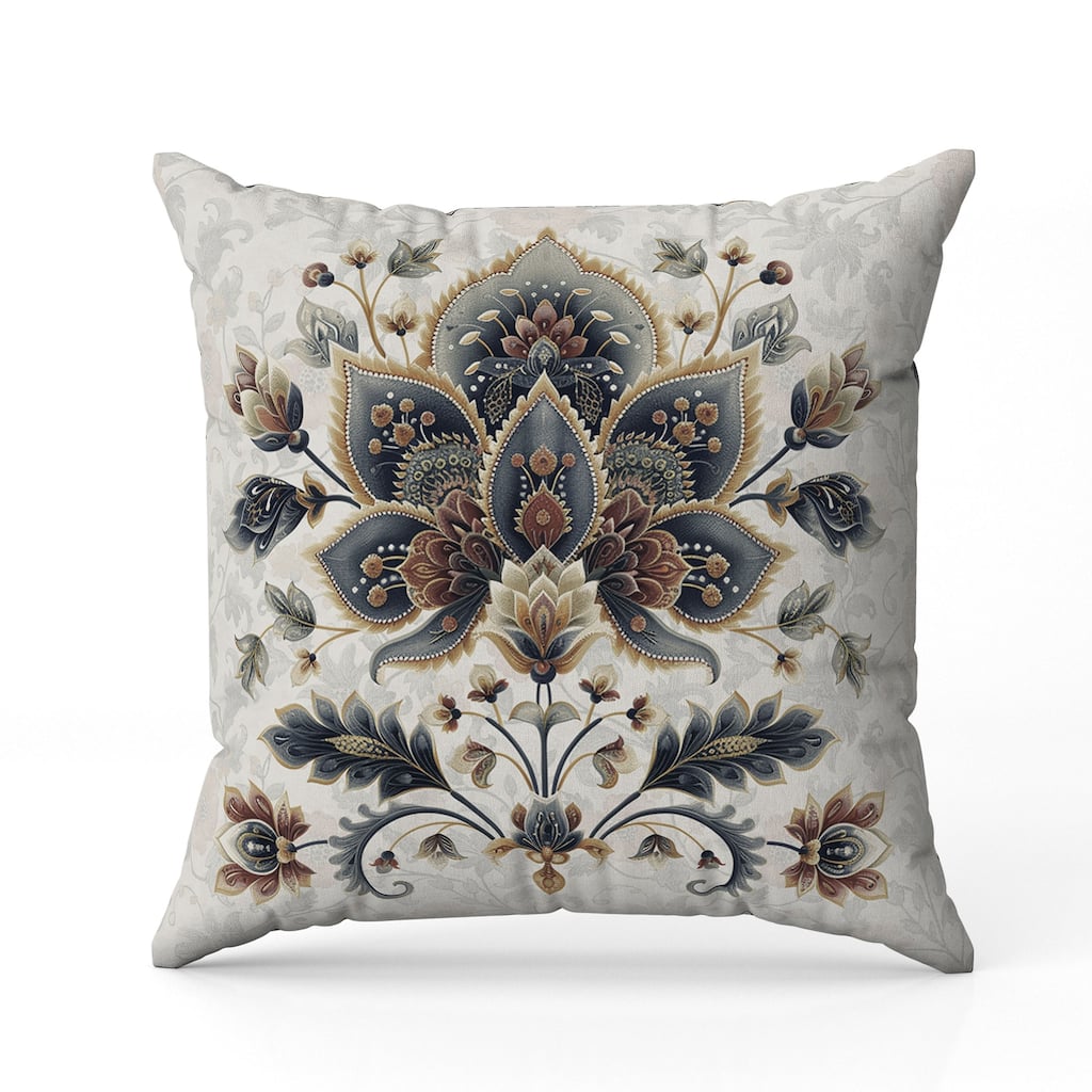 Paisley Petal Melody Faux Suede Reversible Throw Pillow Gray and Copper