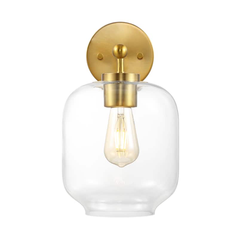 SAFAVIEH Lighting Maelane 10-inch Glass Shade Wall Sconce with Bulbs (Set of 2) - 7.3 In. W x 9.5 In. D x 13 In. H - 7Wx10Dx13H