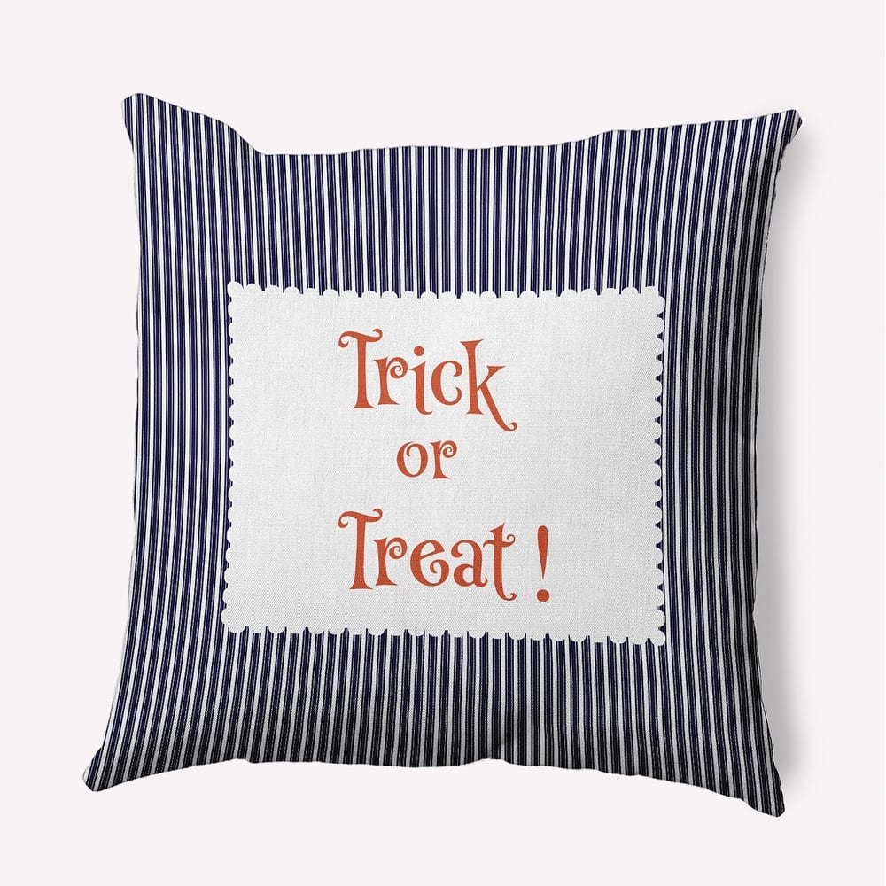 Halloween Trick or Treat Ticking Accent Pillow