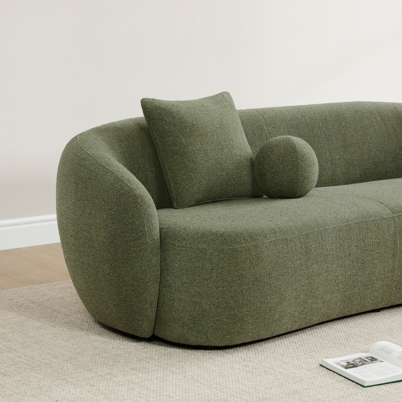 Spruce & Spring 89'' Boucle Upholstered Hugger Curved Sofa