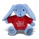 preview thumbnail 1 of 4, DolliBu I LOVE YOU Super Soft Baby Blue Rabbit Plush with Red Shirt - 8 inches