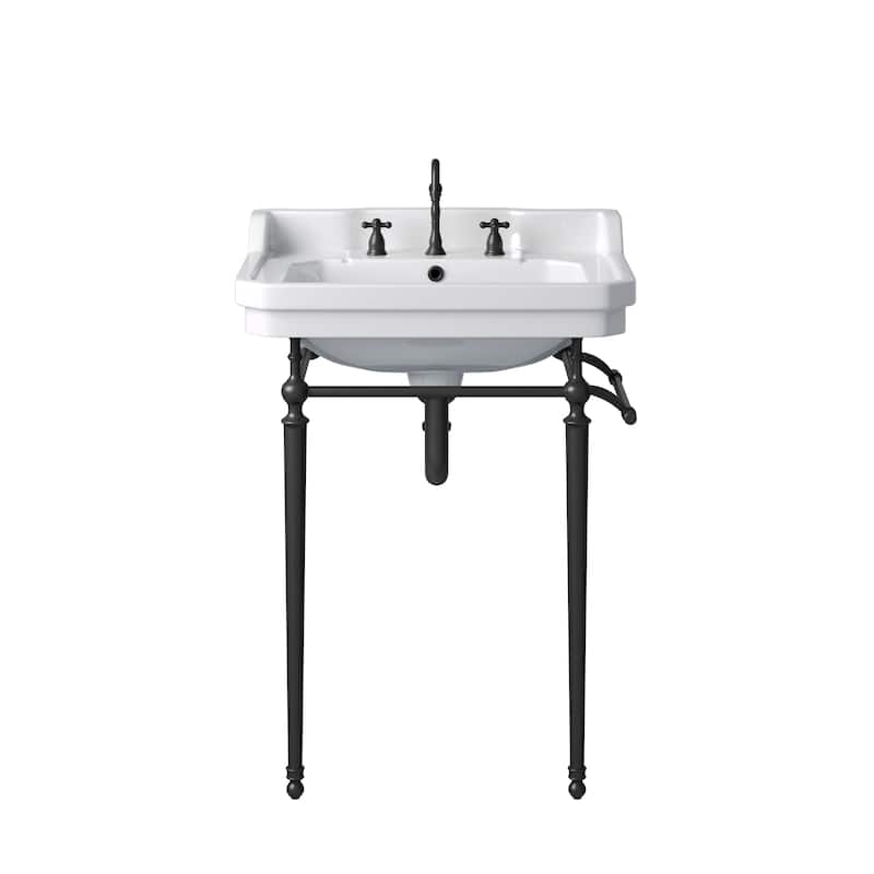 Wellington 24" Single Console Sink with Metal Finish Stand