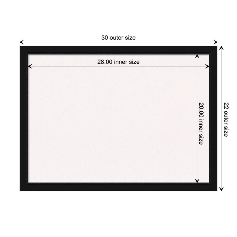 Avon Black Narrow Framed White Corkboard Bulletin Board, Organization Board, Pin Board - Board Size 28x20