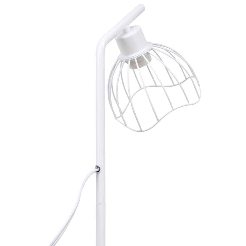 Metal Industrial Cage Floor Lamp with Curved Arm and Rotary Switch - 9.57 x 7.87 x 54.50 in. (L x W x H)