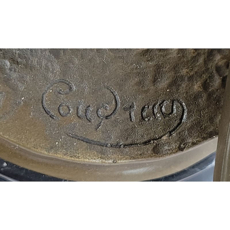 Coudray “Egyptian Harp Player” – Ornate Bronze Sculpture On Marble Base