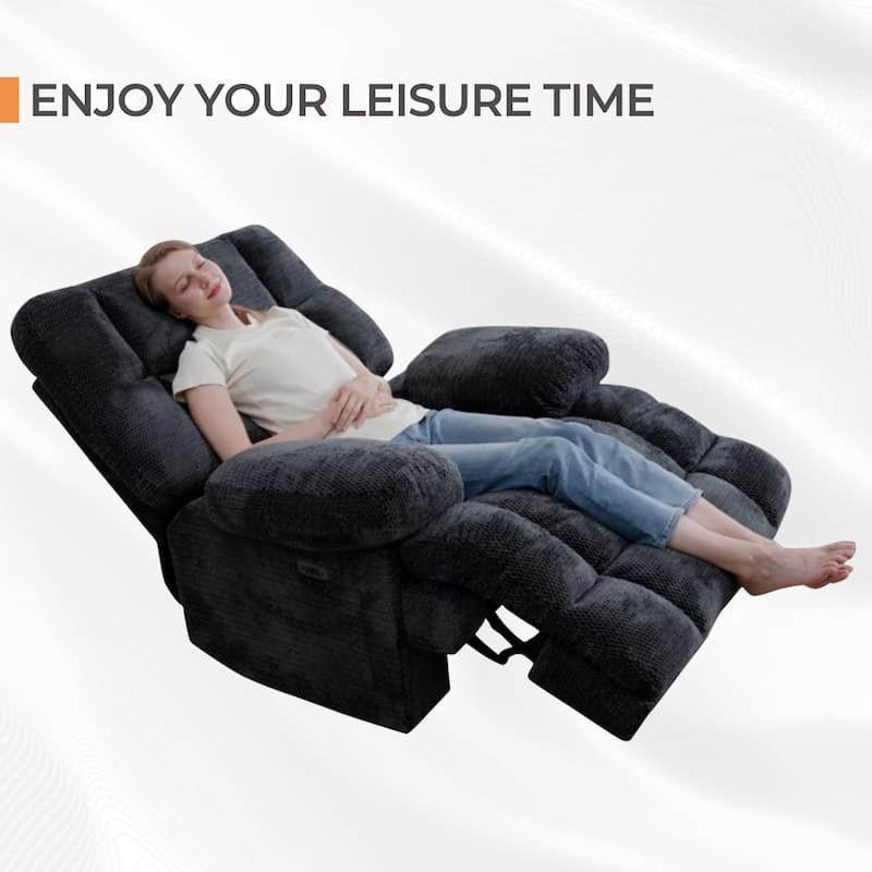 Power Oversized Recliner Zero Gravity Big Man Extra Large Recliner Chair for Living Room with USB Port 24" Wide Seat,Gray